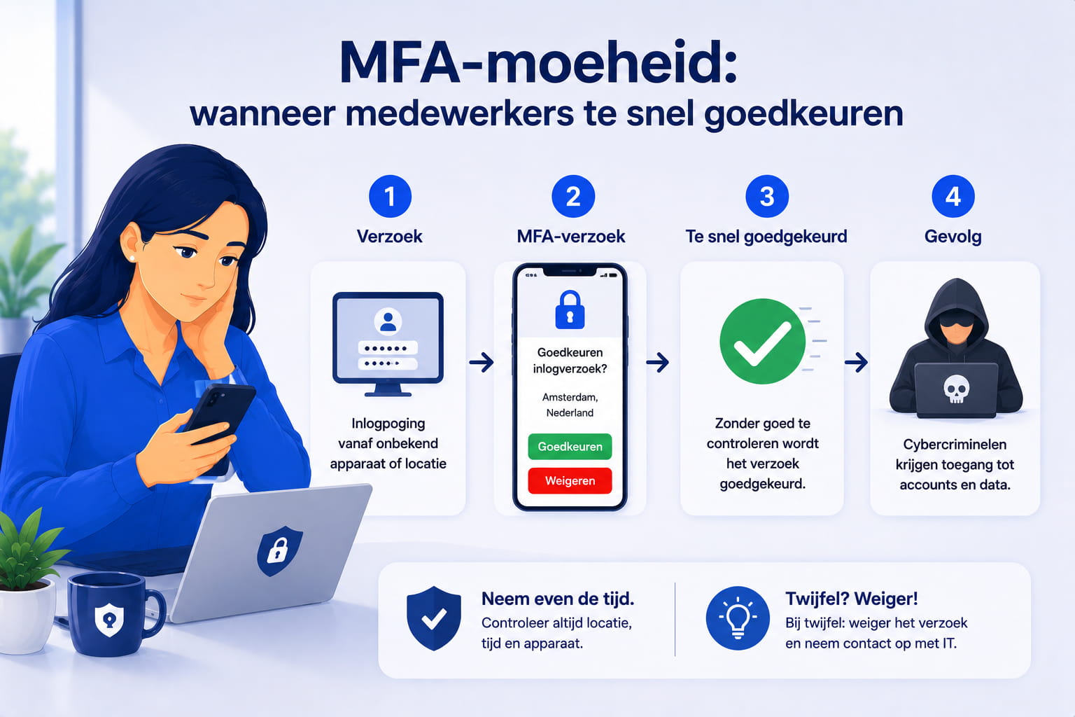 Smartphone met meerdere onverwachte MFA-meldingen